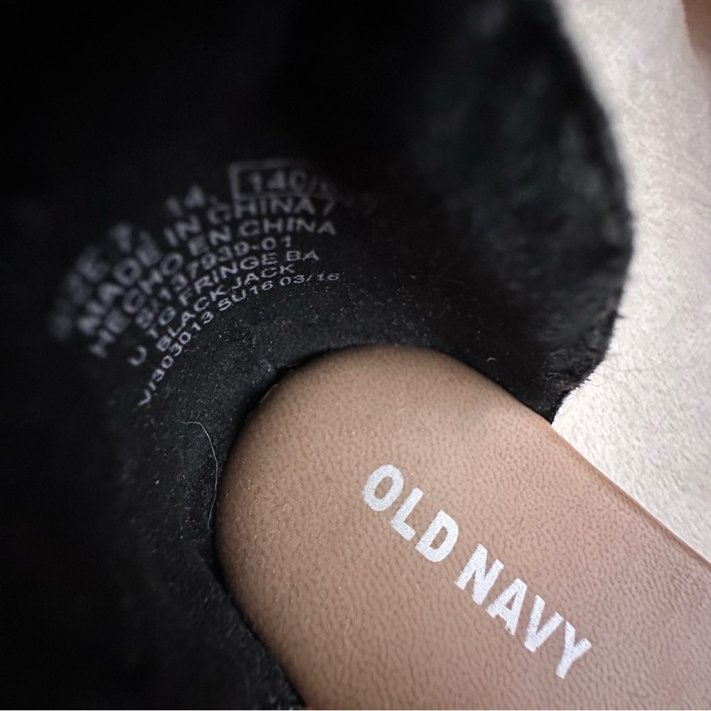 BLACK Fringe Toddler Strappy Flats - Picture 7 of 10